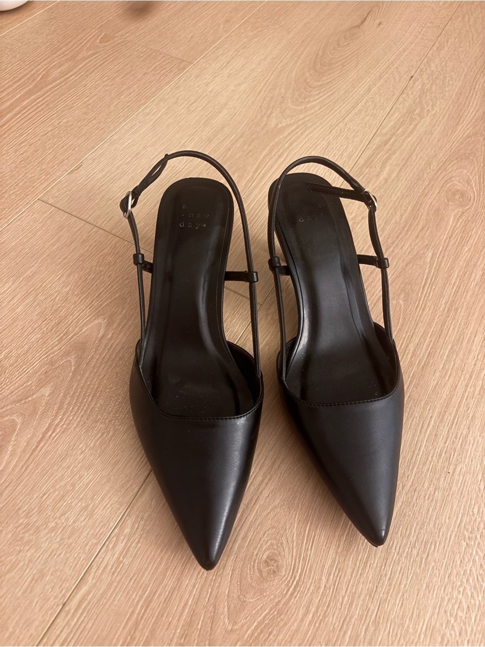 Classic Black Slingback Pointed-Toe Pumps